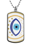 Greek Evil Eye Dog Tag Necklace