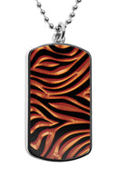 Tiger Print Pattern Dog Tag Necklace