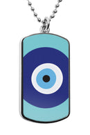 Greek Evil Eye Dog Tag Necklace
