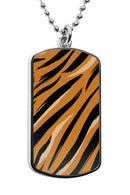 Tiger Print Pattern Dog Tag Necklace