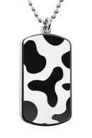 Cow Print Pattern Dog Tag Pendant Necklace Charms Accessories