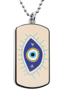 Greek Evil Eye Dog Tag Necklace