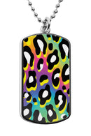 Leopard Print Pattern Dog Tag Pendant Necklace Charms Accessories
