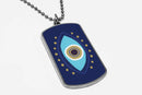 Greek Evil Eye Dog Tag Necklace