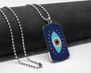 Greek Evil Eye Dog Tag Necklace