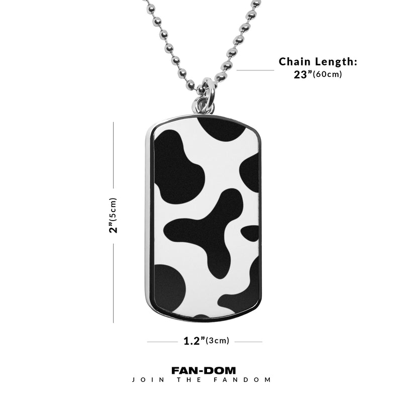 Cow Print Pattern Dog Tag Pendant Necklace Charms Accessories