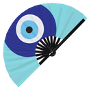 Greek Evil Eye | Hand Fan foldable bamboo gifts Festival accessories Rave handheld event Clack fans