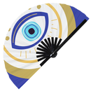 Greek Evil Eye Bamboo Hand Fan