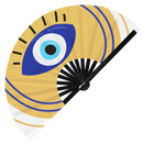 Greek Evil Eye Bamboo Hand Fan