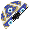 Greek Evil Eye Bamboo Hand Fan