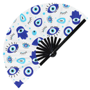 Greek Evil Eye Bamboo Hand Fan