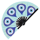 Greek Evil Eye Bamboo Hand Fan
