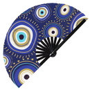 Greek Evil Eye Bamboo Hand Fan