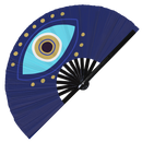 Greek Evil Eye Bamboo Hand Fan