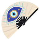 Greek Evil Eye Bamboo Hand Fan