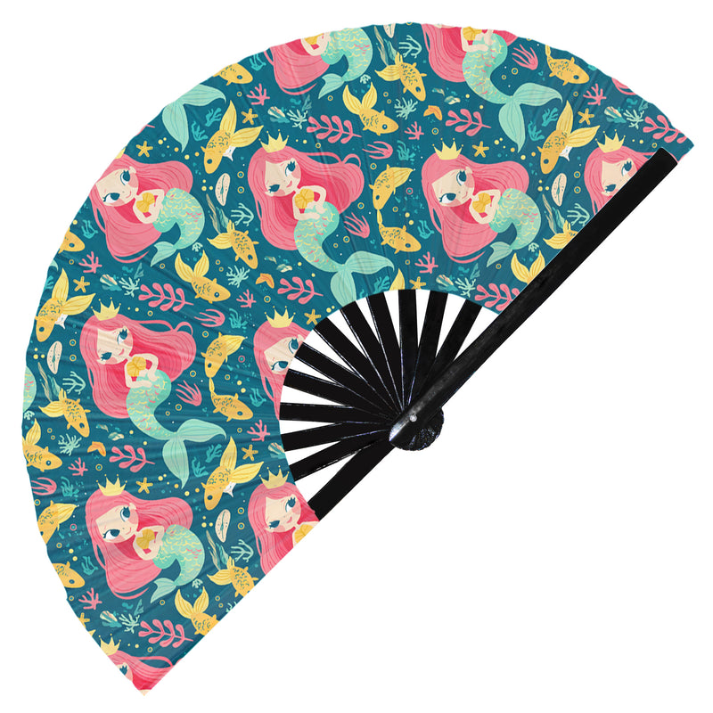 Cute Mermaid Pattern Bamboo Hand Fan