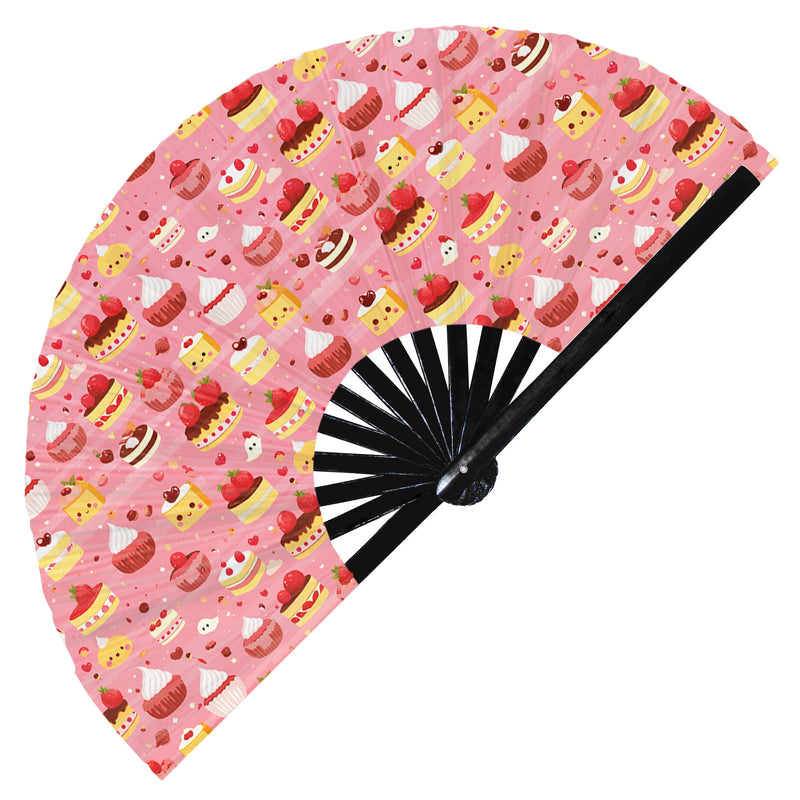 Cute Cake Pattern Bamboo Hand Fan