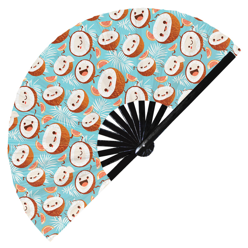 Cute Coconut Pattern Bamboo Hand Fan