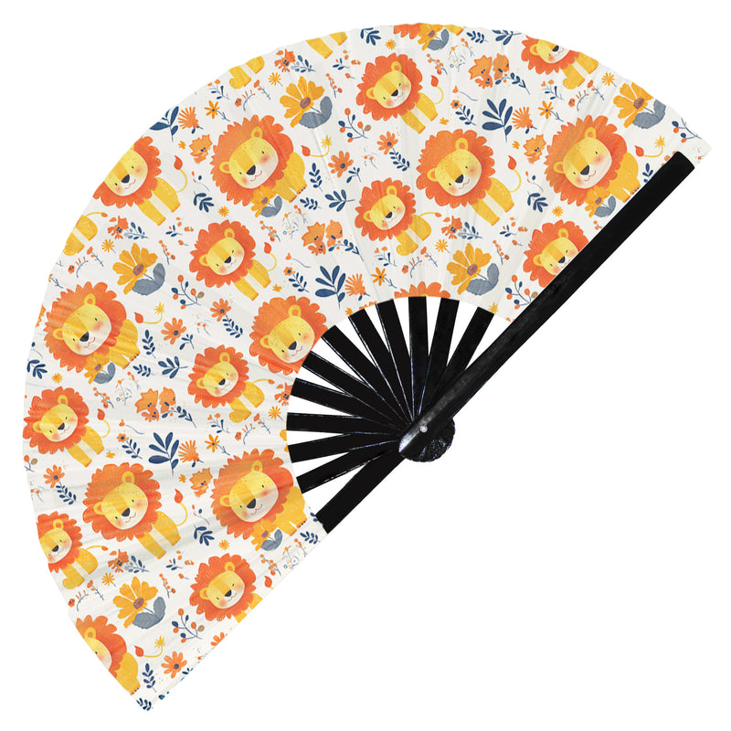 Cute Lion Pattern Bamboo Hand Fan