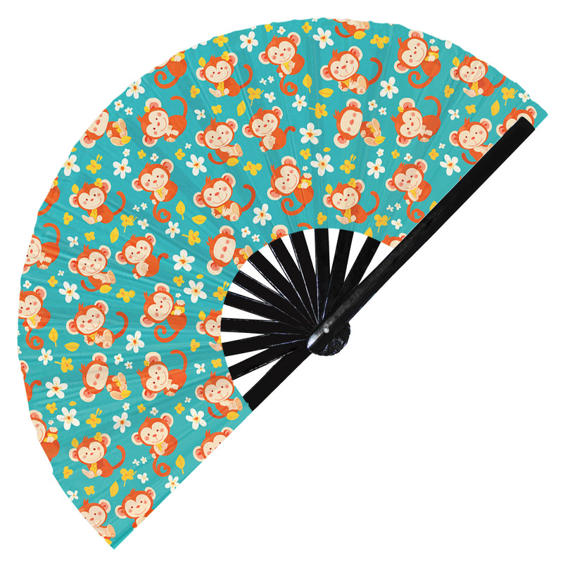 Cute Monkey Pattern Bamboo Hand Fan