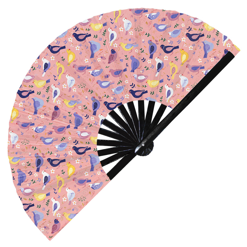 Cute Pigeon Pattern Bamboo Hand Fan