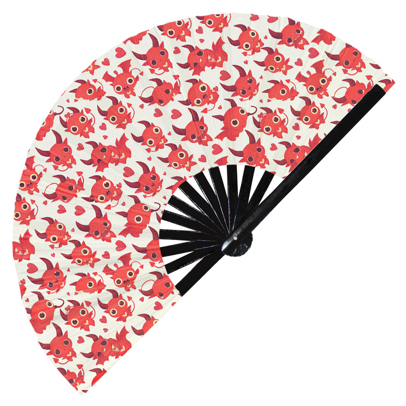 Cute Devil Pattern Bamboo Hand Fan