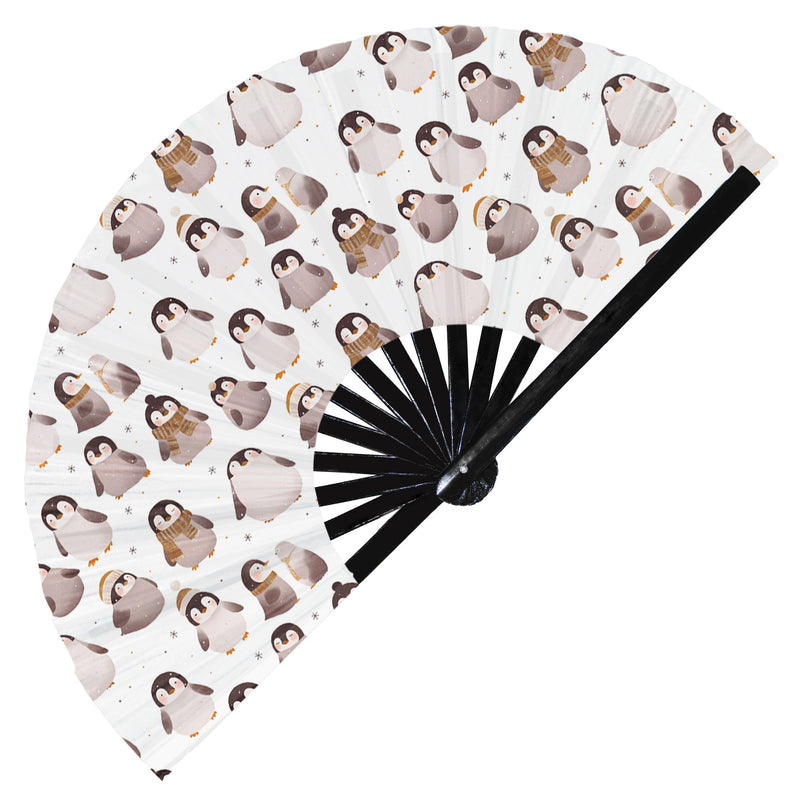 Cute Penguin Pattern Bamboo Hand Fan