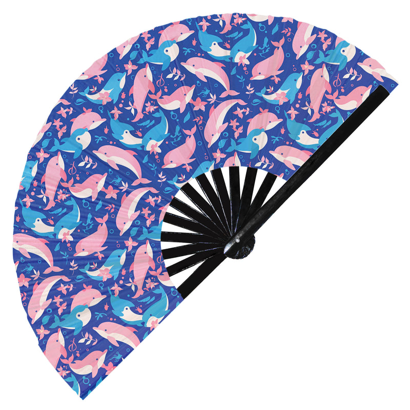 Cute Dolphin Pattern Bamboo Hand Fan