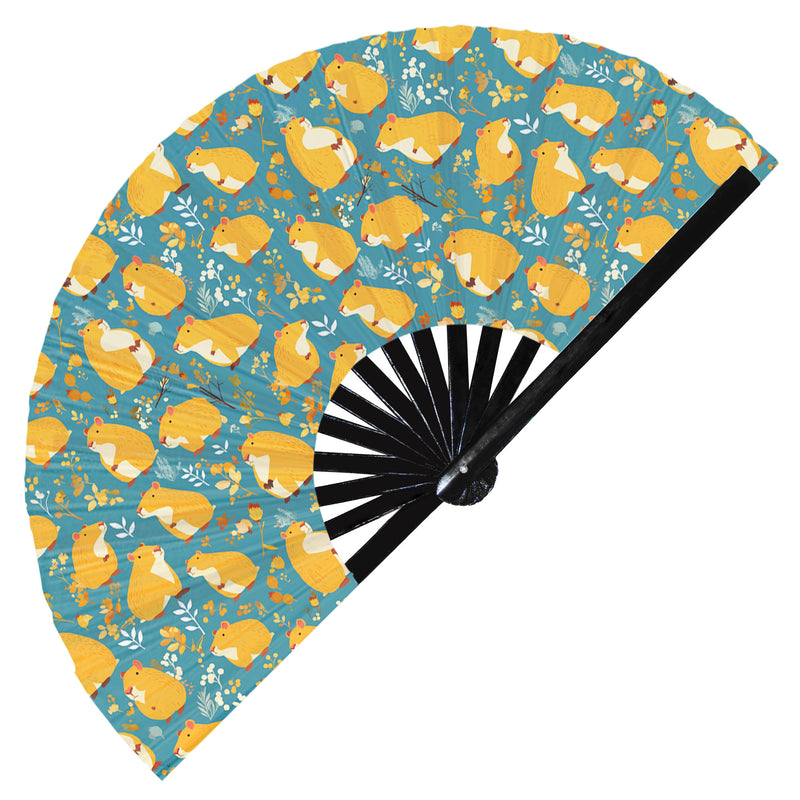 Cute Capybara Pattern Bamboo Hand Fan