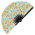 Cute Pizza Pattern Bamboo Hand Fan