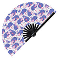 Cute Hippo Pattern Bamboo Hand Fan