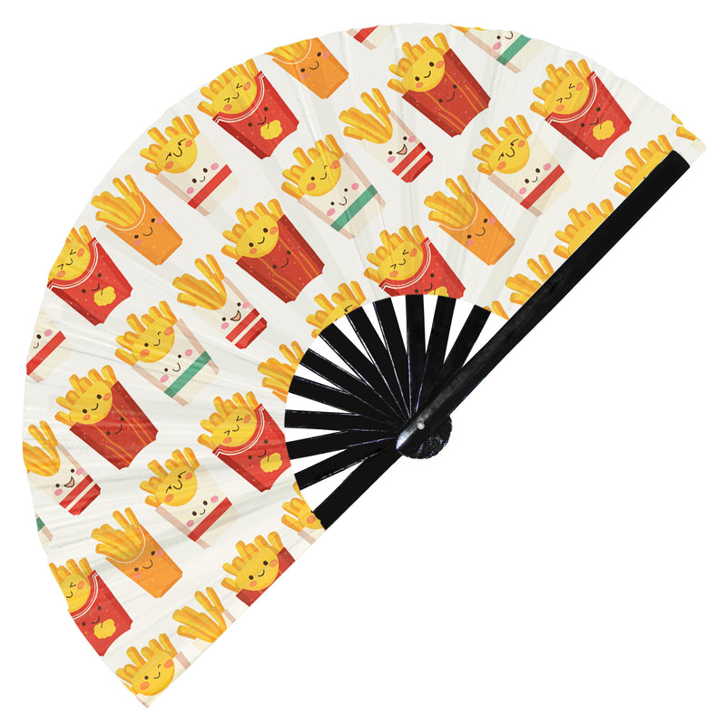 Cute Fries Pattern Bamboo Hand Fan