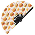 Cute Burger Pattern Bamboo Hand Fan