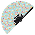 Cute Ice Cream Pattern Bamboo Hand Fan