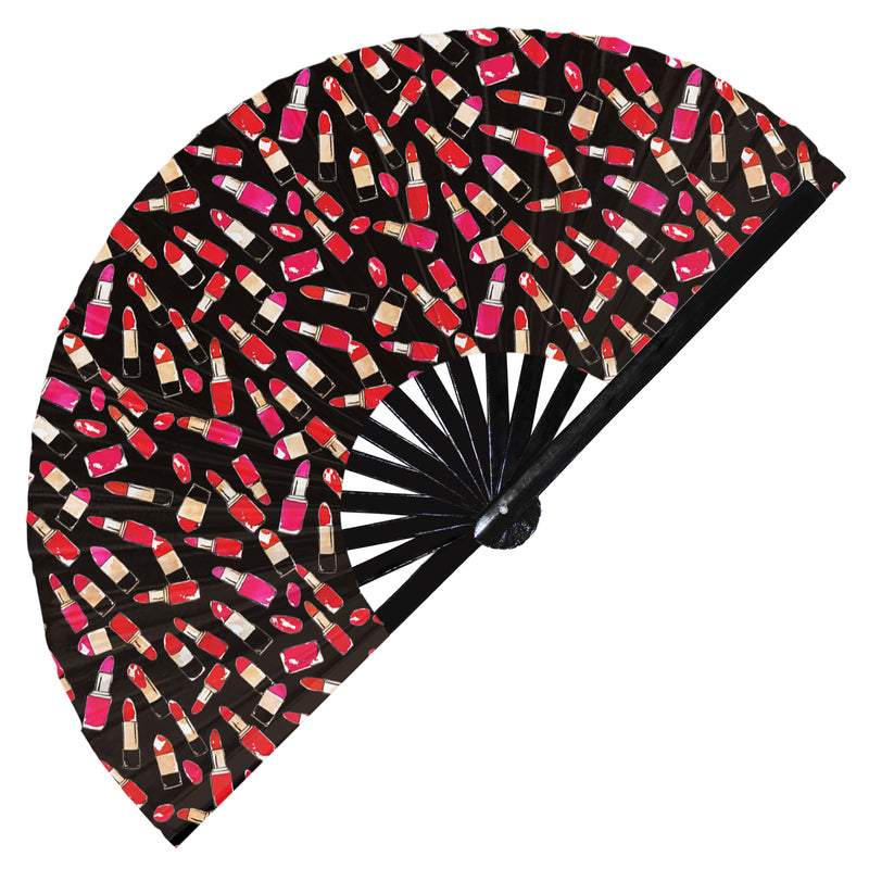 Cute Lipstick Pattern Bamboo Hand Fan