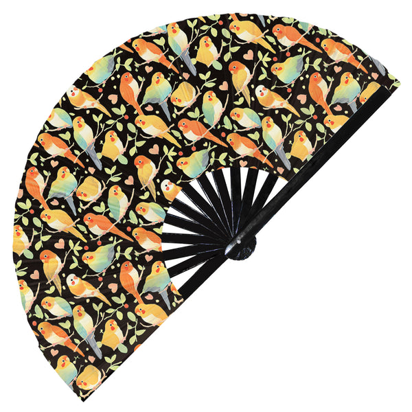 Cute Parrot Pattern Bamboo Hand Fan