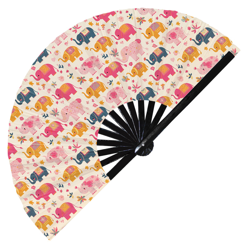 Cute Elephant Pattern Bamboo Hand Fan