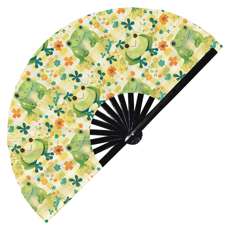 Cute Frog Pattern Bamboo Hand Fan