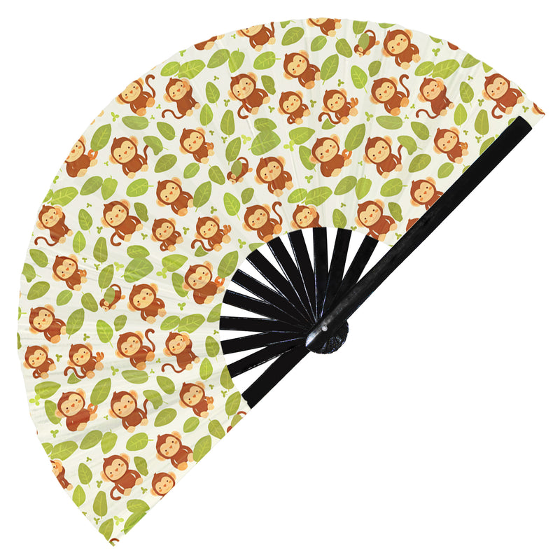 Cute Monkey Pattern Bamboo Hand Fan