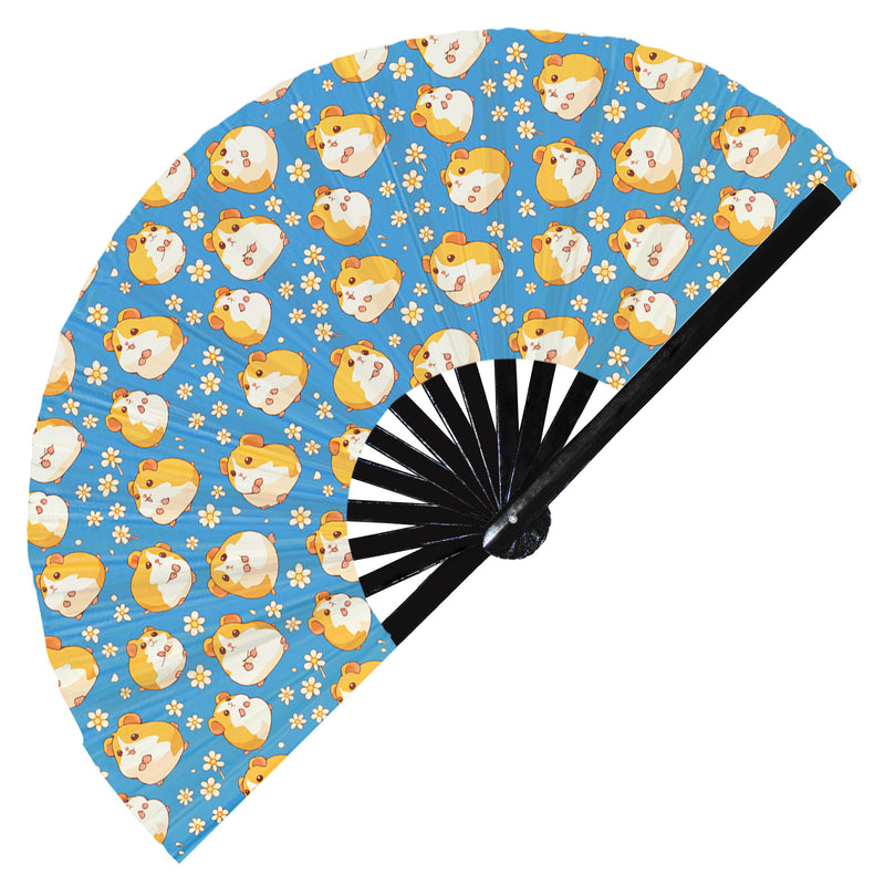 Cute Hamster Pattern Bamboo Hand Fan