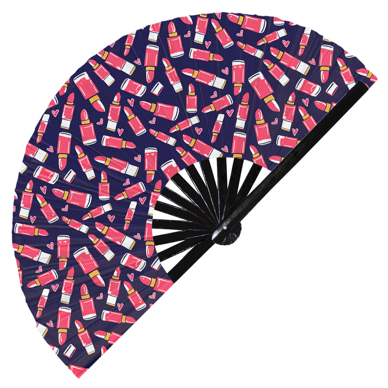 Cute Lipstick Pattern Bamboo Hand Fan