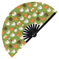 Cute Coffee Pattern Bamboo Hand Fan