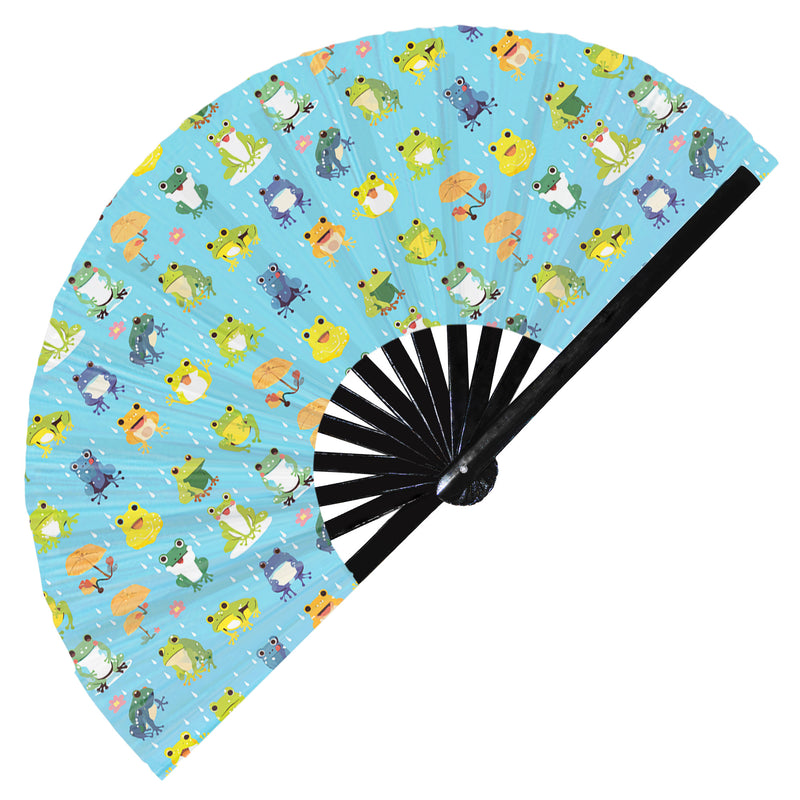 Cute Frog Pattern Bamboo Hand Fan