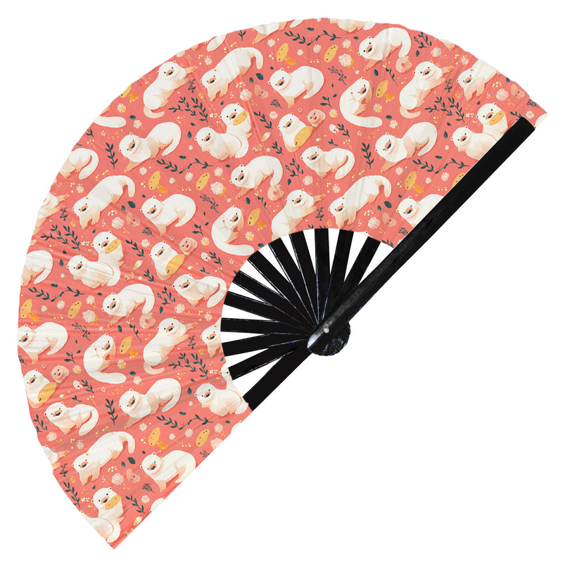 Cute Otter Pattern Bamboo Hand Fan