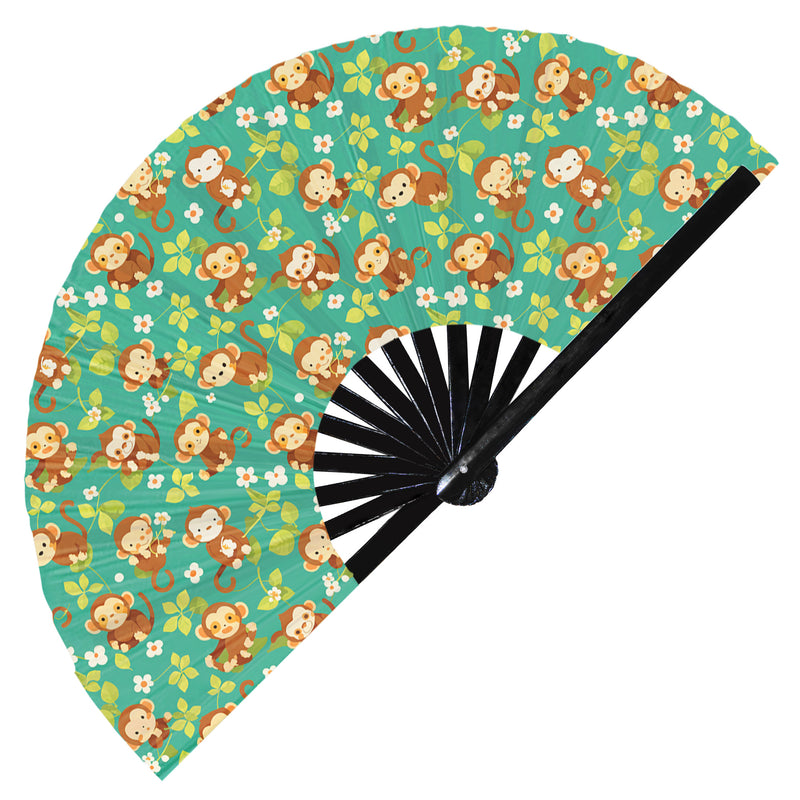 Cute Monkey Pattern Bamboo Hand Fan