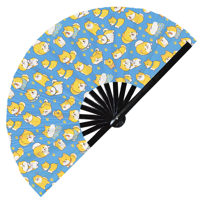 Cute Dog Pattern Bamboo Hand Fan