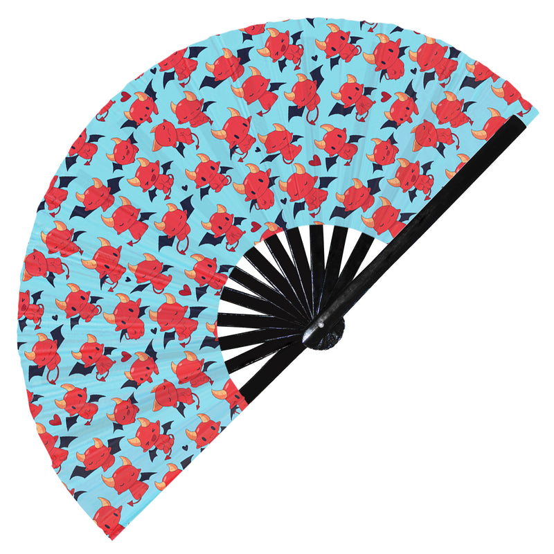 Cute Devil Pattern Bamboo Hand Fan