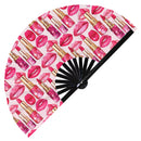 Cute Lipstick Pattern Bamboo Hand Fan