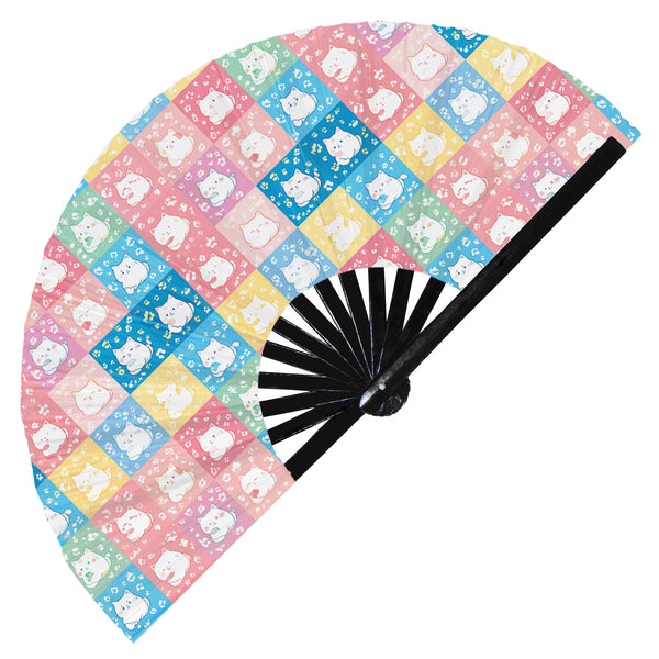 Cute Cat Pattern Bamboo Hand Fan