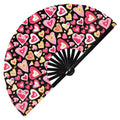 Cute Heart Pattern Valentines Bamboo Hand Fan